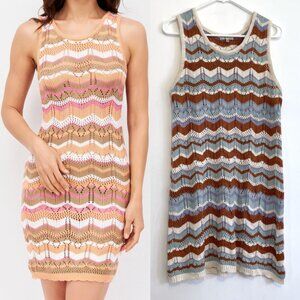 ULTRA FLIRT Chevron Striped Crochet Knit Dress / Swim Coverup JUNIORS Plus Size